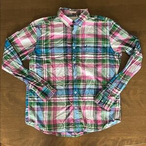 American Eagle Outfitters Colorful Plaid Button Down Shirt